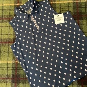 Zip Sleeveless Shirt - Golf Ball Print-Belyn Key Keystone  Golf Resort Navy Ink